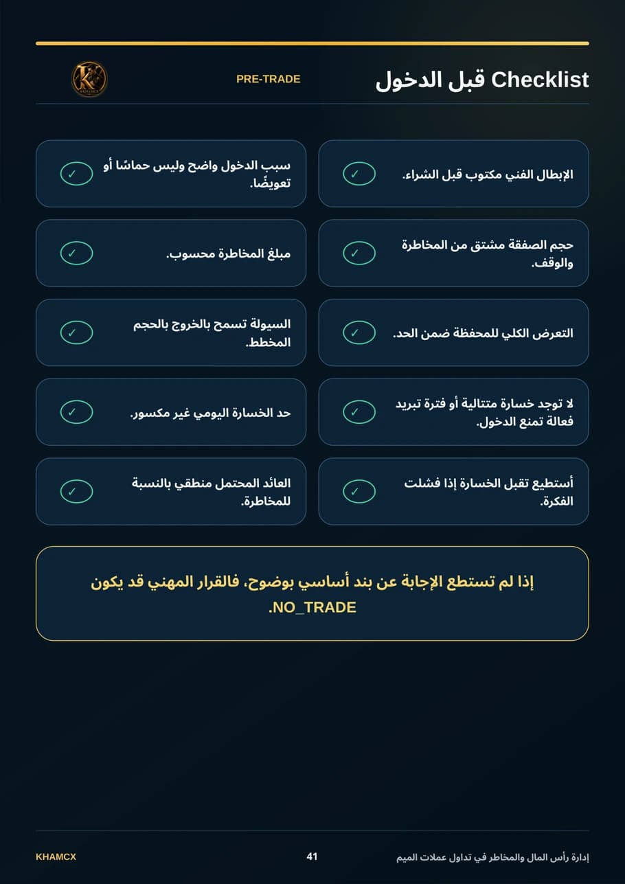 معاينة المنتج 1 — إدارة رأس المال والمخاطر في تداول عملات الميم