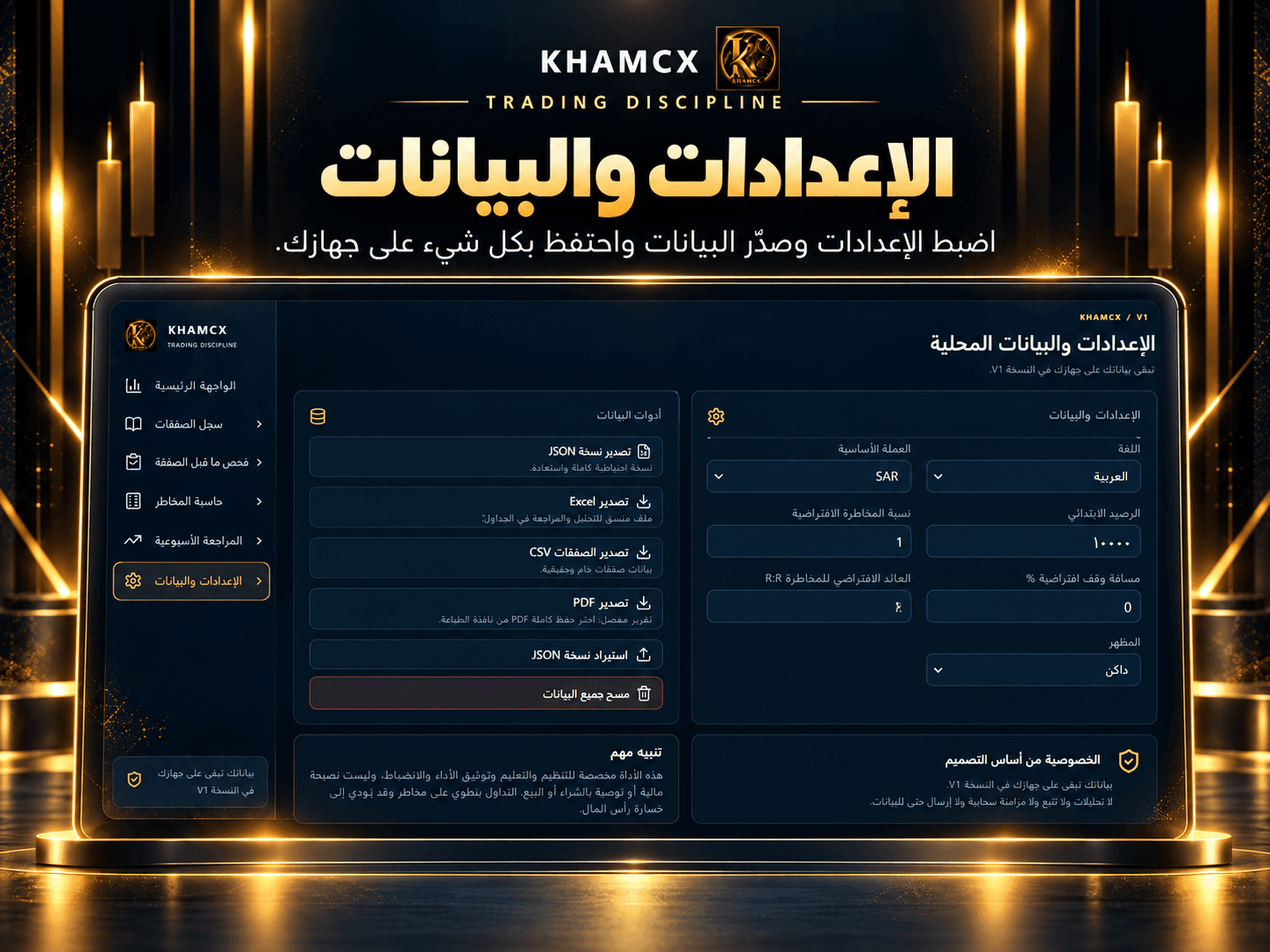 إعدادات وبيانات KHAMCX Trading Discipline